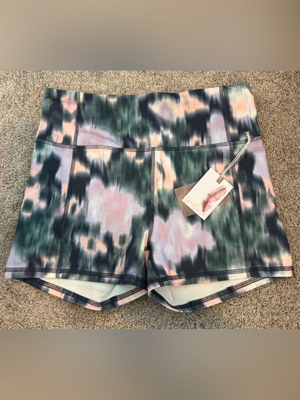 Jessica Simpson Black & Green Tie-Dye Bike Shorts